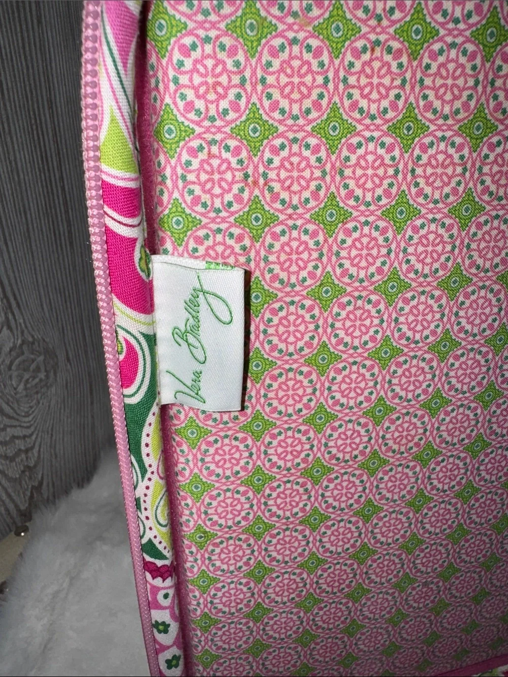 Vera Bradley Pink Floral Paisley Laptop Bag with Green Accents